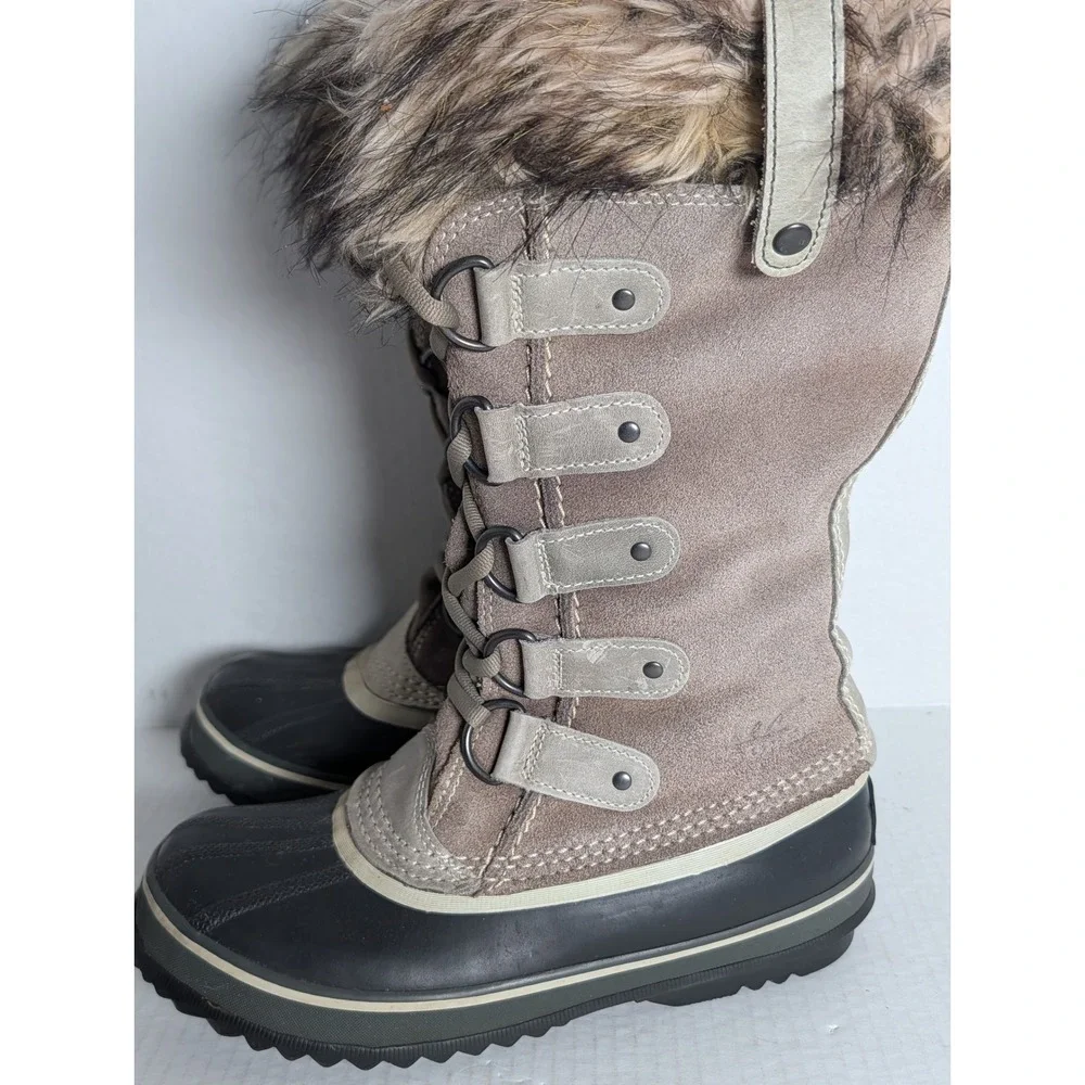 SOREL Joan of Arctic Waterproof Snow Boots Women's Size 6 Brown Faux Fur